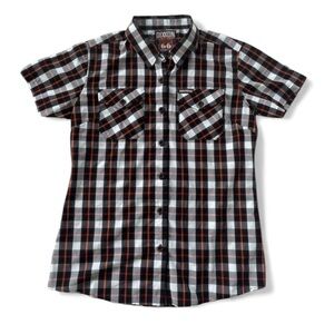 DIXXON Route 66 Black and Orange Plaid Shirt